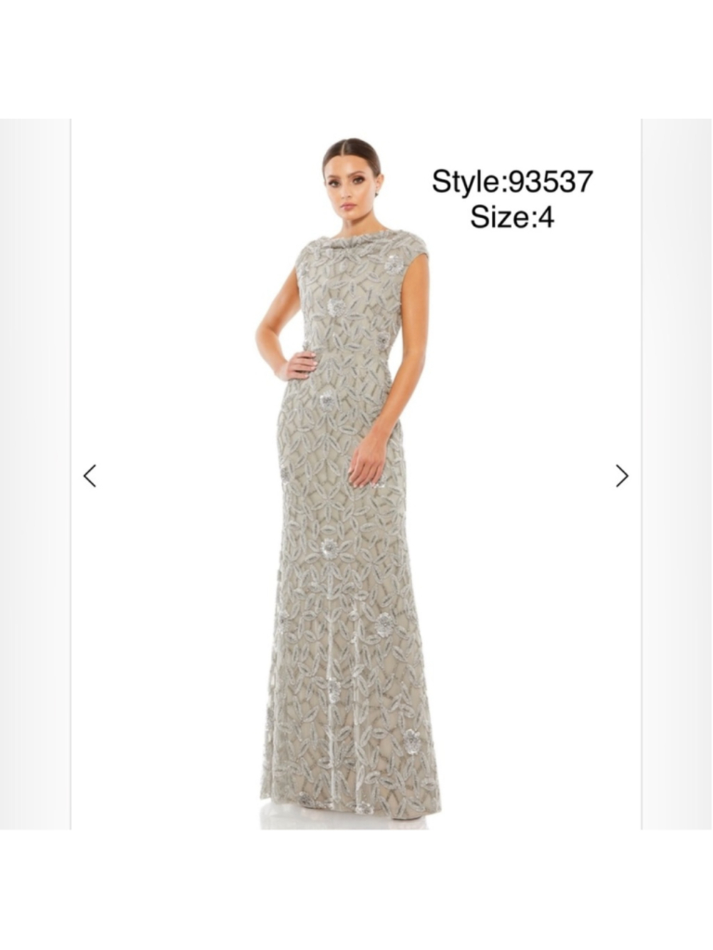 Cowl neckline floral gown
